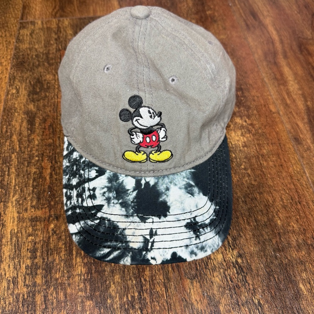 Mickey Mouse embroidered Gray and Black Tie-Dye Cap